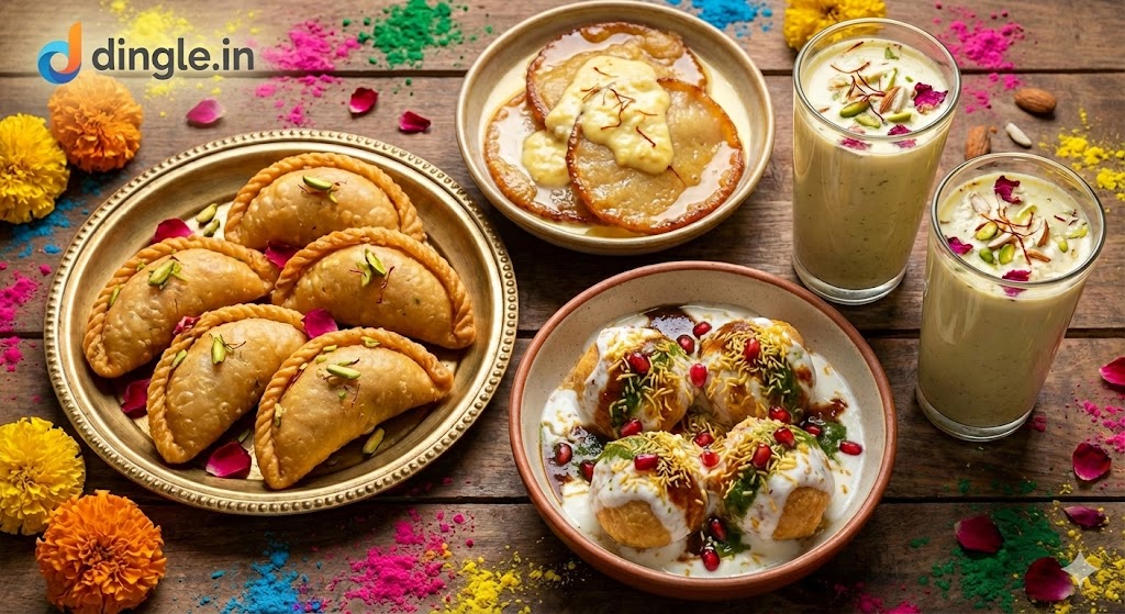 The Culinary Heart of Holi: Foods That Bind the Community
The vibrant festival of Holi is as much a feast for the palate as it is for the eyes.

After hours of energetic street celebrations, communities naturally transition from playing with colours to sharing a spread of traditional delicacies.

These shared culinary rituals do much more than simply feed hungry guests. They act as a powerful social tool to mend past grievances and strengthen neighbourhood bonds.

Here is a look at the essential foods and drinks that complete the authentic Holi experience:

The Sweet Centrepieces
Ghughra (Gujiya)
No Holi celebration is truly complete without this iconic sweet. These crisp, flaky pastries are deep-fried and generously stuffed with a rich mixture of sweetened milk solids (khoya), grated coconut, cardamom, and chopped nuts.

While known widely as Gujiya across northern India, they are celebrated in Gujarat as Ghughra. It has stand as the ultimate symbol of festive hospitality.

Malpua
These traditional, syrup-soaked sweet pancakes offer a rich, decadent experience.

The batter is fried in pure ghee until the edges turn perfectly crisp. This makes it a heavy, satisfying reward after a long morning of celebration.

Savory and Cooling Refreshments
Dahi Vada
To perfectly balance the heavy, rich sweets, families serve these savory lentil dumplings.

Soaked in thick, chilled yogurt and topped with sweet tamarind and spicy green chutneys, they provide a refreshing and cooling contrast.

Thandai
Dancing outdoors in the warm March sun requires a serious thirst quencher. Thandai is a chilled milk beverage heavily infused with a fragrant paste of almonds, fennel seeds, rose petals, peppercorns, and saffron.

Thandai cools the body from the inside out and keeps energy levels high throughout the afternoon.

Ultimately, the true magic of these dishes lies in the act of sharing. Visiting neighbors with a fresh plate of ghughra and a tall glass of thandai opens the door for conversation, forgiveness, and lasting community connection.
dingle